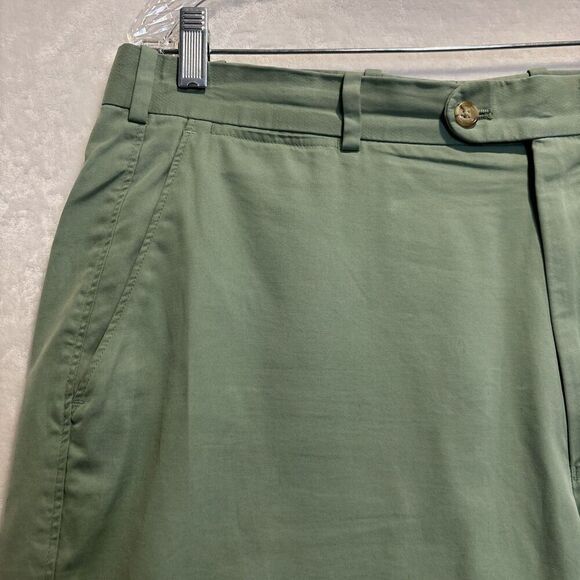 Peter Millar Pure Cotton Flat Front Golf Casual Chino Shorts Men’s Size 36 Green - Picture 2 of 12
